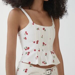Mango Cherry Patterned White Camisole